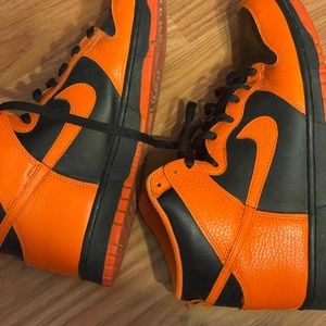 Nike Dunk High Orange Safety Black. Size 10.5 no box, lightly used. Great shape.